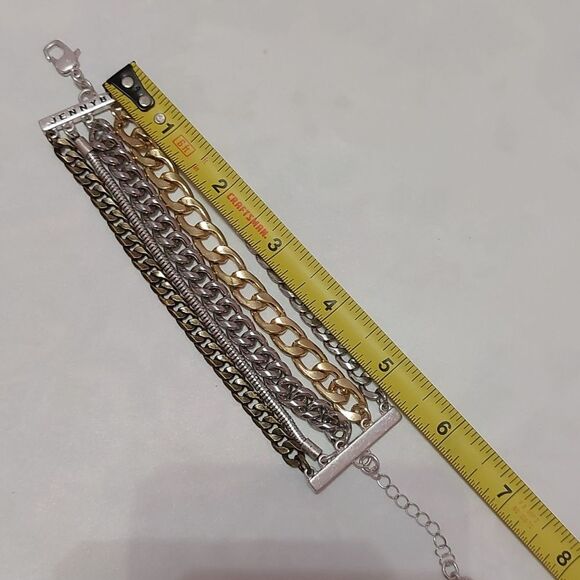 Jenny Bird Austin Cuff Mixed Metal Stacked Layered Chain Bracelet - Picture 4 of 5